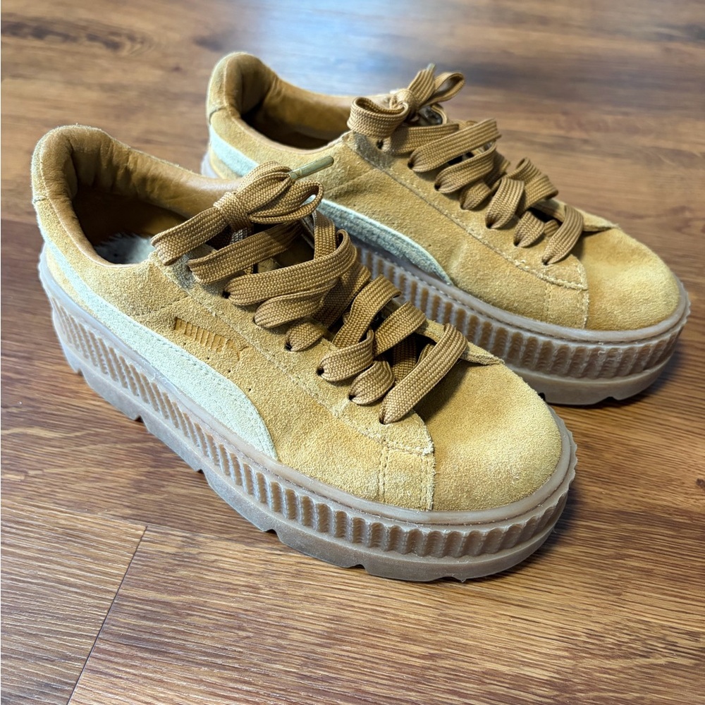 Puma Fenty Rihanna Women’s Size 7 Shoes Brown Suede Creeper Platform Sneakers